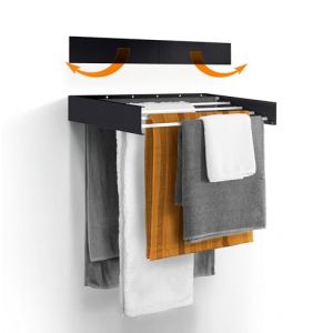 Urban Nouk Etendoir &agrave; Linge - Fixation Murale - R&eacute;tractable - &Eacute;tendoir &agrave; Linge Pliable pour l'int&eacute;rieur ou l'ext&eacute;rieur - &Eacute;conomie d'espace - Design Compact et &eacute;l&eacute;gant (70 cm Noir) (G Brands EU, neuf)