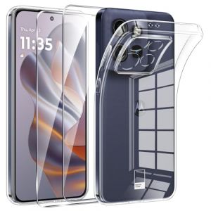 Phoona Coque pour Motorola Moto Edge 60 Neo 5G / Edge 50 Neo 5G avec 2 Pi&egrave;ces Protection &Eacute;cran en Verre Tremp&eacute;,Ultra Transparente Silicone en Gel TPU Souple Couqe,Antichoc Anti-Jaune Etui Bumper (ELLA MARKETARE, neuf)