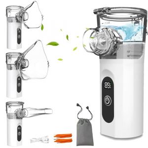 Qingning Nébuliseur Portable Rechargeable pour Enfants et Adultes, Inhalateur Silencieux avec 2 Masques et 1 Embout, Aérosoll avec Auto-nettoyage, Inhalateur Électrique pour Usage Domestique et Voyage (ruining-EU, neuf)