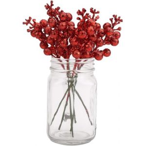 SULOLI 20pcs Branches de Baies de Houx，Baies Rouges Baies de Houx de No&euml;l Baies Artificielles pour D&eacute;corations Arbre de No&euml;l et de Couronnes de No&euml;l Faisant des Fournitures (20CM) (SULOLI, neuf)