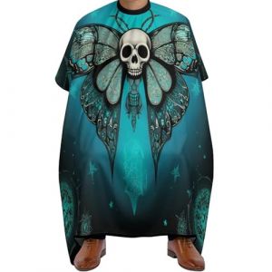 Cape de Cheveux Papillon gothique, crâne mort, lune, nettoyage facile Capes de Salon de Coiffure Imperméable Cape de Barbier pour Coiffeurs Salon 140X168cm (guangzhouchengzemaoyizhongxingerenduzi, neuf)