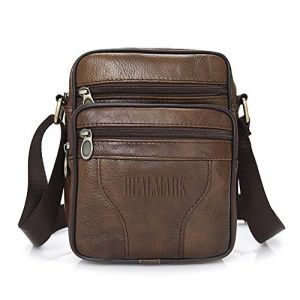 Realmark Sac &agrave; Bandouli&egrave;re en Cuir pour hommes, Petits Sacs &agrave; Bandouli&egrave;re en Cuir V&eacute;ritable Vintage, Sac &agrave; main &agrave; Poign&eacute;e d'affaires Classique,Sac de Voyage Messager (Realmarkeu, neuf)