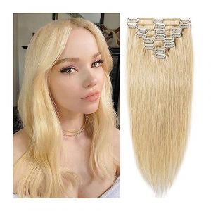 Extensions de cheveux à clipser 10-24 Pouces Clip dans les Extensions de Cheveux de Cheveux Humains Blonds Extensions de Cheveux Invisible Clip dans les Extensions Blanc Blonde Real Hair extensions Cl (furuiouzhouya, neuf)