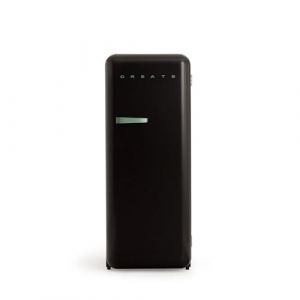 CREATE / RETRO FRIDGE 150 SAGE/Réfrigérateur noir avec poignée vert sauge et congélateur 281L / 102W, faible consommation, 150 cm, 3 étagères, régulateur de température, 60x60x150 cm (CREATE, neuf)