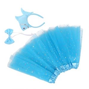 ELAYARD 1 Ensemble Jupe de bandeau de poisson de mer accessoires de costume de poisson bandeau de la vie marine couvre-chef de poisson déguisement d'halloween polyester Sky-blue (Heyyii, neuf)