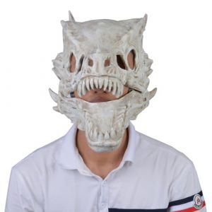 Keyubria Couvre-visage en latex d'os de dragon - Nouveauté Horror Full Face Cover Dragon | Décoration de fête de couverture de visage de dinosaure de crâne de mâchoire de cosplay d'Halloween (Qinsyit, neuf)