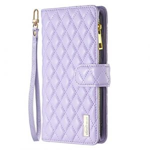 Midmelon Pochette en Premium Cuir Multifonction Zipper pour Samsung Galaxy A22 5G,Coque Antichute Clapet Portefeuille Etui avec Carte Fentes Dragonne Cadeaux pour Femmes,Violet (Ucikov, neuf)