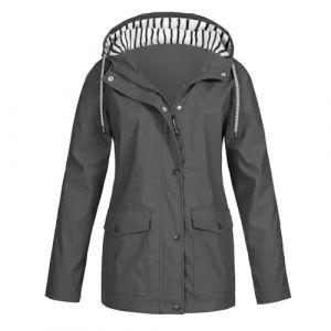 Manteaux Impermeables Femme Longue Veste Imperm&eacute;able Parka Grande Taille Mi Saison Randonn&eacute;e Legere de Pluie &Agrave; Capuche Hiver Randonn&eacute;e Gris Manteau Veste de Pluie Femme Gris XL (MOKBAY, neuf)