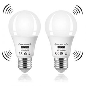KOOYWAN Ampoule LED D&eacute;tecteur de mouvement 9W E27 Blanc Chaud 2700K lampe detecteur de mouvement Lot de 2 (ChenXiKing, neuf)