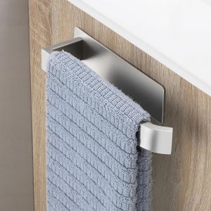 OETAMS Porte Serviette Salle De Bain sans Percage, Adhesif Porte-Serviettes Mural, Acier Inoxydable Support Serviettes, Towel Holder Brossé Argent (HELUOEUR, neuf)