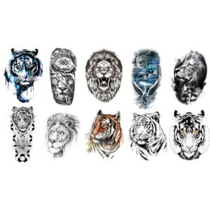 Tatouage Lion Tigre Tatouage Hommes Tatouage Animal Tatouage Faux Tattoo Festival Tattoo Tiger10 (Beyond Perfection, neuf)