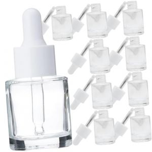 VILLCASE Lot de 10 Flacons en Verre 20Ml avec Pipette Compte-Gouttes Flacons pour Huiles Essentielles Récipients de Voyage pour Huiles Essentielles Verre Épais Transparent pour Dosage (Farrar Fae, neuf)