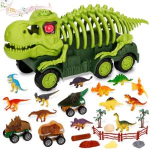ZUSUZU Camion Transporteur de Dinosaures,Camion Dinosaure Jouet Enfant avec Sons et Lumi&egrave;res,Voiture Squelette de Transport, Jouet, Cadeau d'anniversaire de No&euml;l Enfant 2-6 Ans (LIANA DECORATIVE S.R.L., neuf)