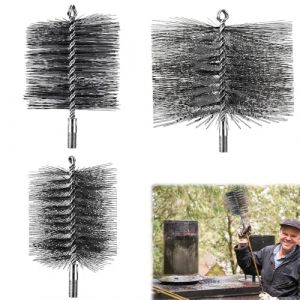 Rakuker Brosses de Ramonage Chemin&eacute;e, 3Pcs Kit Ramonage Poele Pellet, H&eacute;risson Ramonage Acier Inoxydable, M&eacute;tallique Brosse de Ramonage Chemin&eacute;e pour Nettoyage de Chemin&eacute;e (110 mm, 130 mm, 180 mm) (FUNRPETA S.R.L., neuf)