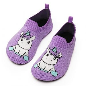 Chaussons Enfant Gar&ccedil;on Filles Respirant Pantoufles Doux Antid&eacute;rapant Unisexe Chaussette Bebe Chaussures Licorne Violette 031 30/31 EU (TANGQI, neuf)