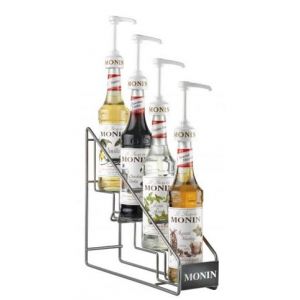 MONIN - Présentoir Range-Bouteille en Métal - Pour 4 Bouteilles de Sirop MONIN - À Poser Sur Comptoir, Plan de Travail, etc. (Sirops MONIN, neuf)