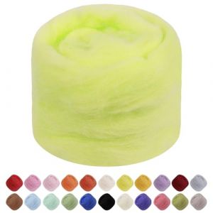 Uiopa Laine a Feutrer, 50g Pelote de Laine Feutr&eacute;e, Grosse Laine de Feutrer Jaune Fluorescent de Feutrer Laine Card&eacute;e pour Feutrage &agrave; l'Aiguille, Feutrage Humide, D&eacute;coration, Bricolage (XEYUAN, neuf)