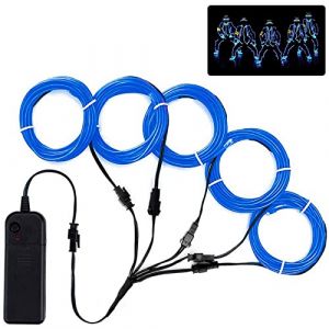 Lychee Portable 5x1 Mètre Lumineux Au Néon Strobing Fil Électroluminescent Flexible Lumineux Au Néon Lumineux EL Wire Rope 3 Modes (Bleu) (Lycheer, neuf)