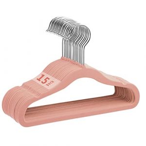 MangoKit 15 Baby Cintre en Velours Antid&eacute;rapant, Cintre pour Nourrissons et Jeunes Enfants, Cintre pour Enfants Peu Encombrant, Crochet Rotatif &agrave; 360 Degr&eacute;s, Cintre Robuste et Durable (28cm, Rose) (Mangokit Store, neuf)