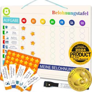 Quokka Tableau Magnétique de Récompenses pour Enfants - Version Allemande - 40,6 x 30,5 cm Tableau de Comportement avec 84 Aimants et 102 Étoiles - Agenda Hebdomadaire pour Enfants (Adducate Inc., neuf)