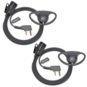 HYSHIKRA Talkie-walkie Oreillette avec Micro, 2 Pin avec PTT, Compatible avec Kenwood eSnic Retevis Baofeng UV-5R Oreillette Radio pour Garde du Corps de s&eacute;curit&eacute; (D Forme, 2) (NARadio, neuf)