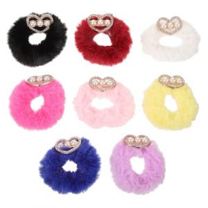 NOLITOY 8 pi&egrave;ces &Eacute;lastiques Cheveux Femmes Peluche Douce avec Strass Accessoires Queue de Cheval pour Filles Lot de Couleurs Assorties Jaune Rouge Fonc&eacute; Noir Blanc Rose Rouge Bleu (shanjingfen, neuf)