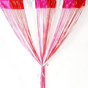 Rideau de Porte, Argent d&eacute;corative Rideau &agrave; Cordes 100 x 200 cm Panneau Mural Fen&ecirc;tre Porte Salle de Frange, ideau de Porte &agrave; Fils, moustiquaire, divise-pi&egrave;ce, Mariage (Rouge Rose-Rouge Blanc) (DAkka, neuf)