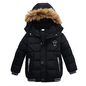 Blouson Manteau Fourrure Chaud Enfant Garçon Bébé Ski Vêtement Doudoune à Capuche Veste à Manches Longues Chaud 1-5 Ans (Noir, 4 ans) (FindPitaya, neuf)