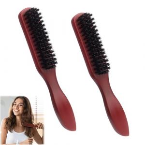 Brosse en Poil de Sanglier, 2Pcs Brosse a Chignon, Brosses à Cheveux en Poils de Sanglier, Brosse à Barbe pour Hommes en Bois, Brosse Plaquante Cheveux, Pour le Nettoyage des Cheveux et de la Barbe (chunwenyuan, neuf)