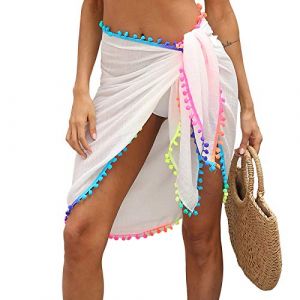 Loalirando Wrap de Plage Femme à Frange Couverture Maillot de Bain Cache Bikini Vacances Plage, Blanc, Taille Unique (Biu-clothing, neuf)