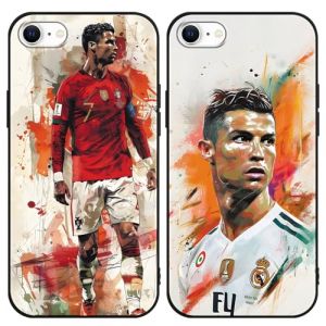 2 Pi&egrave;ces Coque pour iPhone 8 iPhone 7 iPhone SE 2022/2020 4.7", Etui avec Cool &Eacute;toile de Football Nombre 7 Dessin Motif Housse, Antichoc Protection TPU Silicone Cover Case pour Fan de Foot, Mode (guangshuishirongjingshangma, neuf)