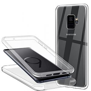 Coque pour Samsung Galaxy S9 360 Degrés Protection, Transparente Souple Mince Étui en Silicone TPU Front et PC Retour Anti-Scratch Anti Choc Bumper Full Body Coque Housse pour Samsung Galaxy S9 (Casecool, neuf)