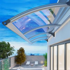 Zlovne Marquise de Porte d’Entrée,Auvent Transparent,Auvent de Porte d'Entrée Résistante Toit Abri Contre la Pluie et UV,65-150 Cm de Largeur en Option,Résistant Aux Chocs 300 Kg (90x90cm/35 x35) (zhenguIdian, neuf)