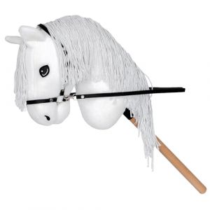 Start Hobby Horse Cheval de bataille en peluche avec bâton en bois - Cheval bâton réaliste avec longue crinière à coiffer - Cheval de jeu doux pour enfants (Willow (blanc), A3) (Horse Trade, neuf)