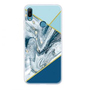 CUAgain Coque Compatible avec Huawei Y6 2019 / Honor 8A 2020 Silicone Marbre Diamant Motif Drôle Antichoc Bumper Étui Ultra Fine Slim One Piece Kawaii Case Housse pour Homme Femme Fille Bleu (CUAgain, neuf)
