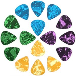 Mediator Guitare en Cellulo&iuml;d 16x Mediator Guitare Electrique & Acoustique 4 &Eacute;paisseurs pour Guitare Ukul&eacute;l&eacute;, Acoustique, &Eacute;lectrique, Basse(0.58 mm, 0.71 mm, 0.96 mm, 1.2 mm) (hongyitenghui-EU, neuf)