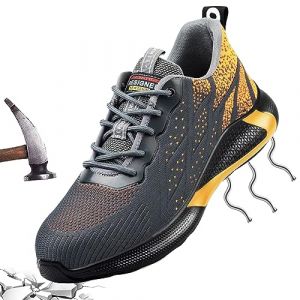 Baskets de Sécurité Femme 43 Chaussures de Securite Hommes Garçon Légère Enfants Embout Chaussure de Chantier en Acier Sneakers Travail Kevlar Orange 226 (chaunglong, neuf)