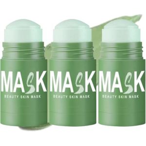 diystar Masque visage th&eacute; vert,Masque point noir,Green mask stick,Deep Cleansing Smearing Mask,Green mask stick point noir,Masque nettoyage solide,Masque nettoyant au th&eacute; vert (3PC) (EnviableVB, neuf)