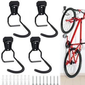 WuGU Support Vélo Mural, Lot de 4 Crochet Vélo, Porte Vélo Mural, Mural Vertical Support Mural de Rangement pour Vélos Robuste en Forme de L, pour Maison Garage, Noir (RYkjmndxc, neuf)