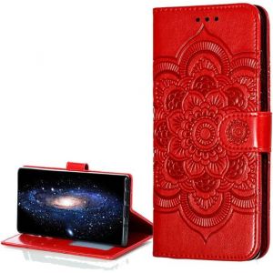 COTDINFOR Compatible with Huawei Honor 7X Coque Portefeuille Fermeture Magn&eacute;tique Svelte PU Cuir Antichoc Protecteur Housse Flip Case &Eacute;tui Pochette Cover pour Huawei Honor 7X Rouge Mandala LD. (COTDINFOR, neuf)