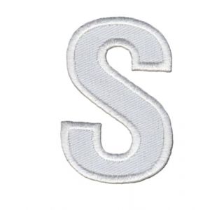 Patch Ecusson Thermocollant Lettre Blanche 3 x 5 cm Lettre S (Filou Face, neuf)