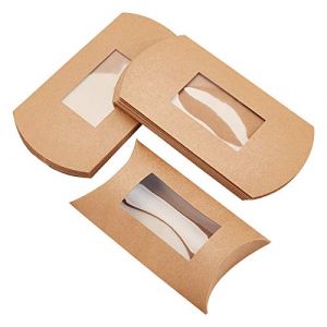 BENECREAT 20pcs 13.9x10x3.8cm boîtes d'oreiller en Papier Kraft Marron avec fenêtre Transparente, boîte d'emballage de Bonbons boîte à friandises pour fête de Mariage d'anniversaire (BENECREAT FR BOUTIQUE, neuf)