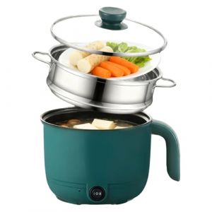 MarmiteS &eacute;lectrique,1,5 Litre Avec Cuiseur Vapeur,Mini-Marmite Electrique,Marmite A Soupe Rapide Portable,Multicuiseur Antiadh&eacute;sif Portable Pour Maison,Bureau,Rsidence Etudiante,600W,220V,Verte (MOTTIA FACING LIMITED, neuf)