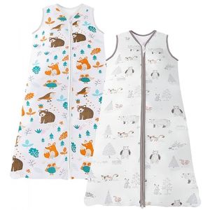 Chilsuessy Gigoteuse Bébé Pyjama d'été sans Manches 100% Coton Tog 0.5, Forêt grise + Animaux, 130-150 cm (Chilsuessy, neuf)