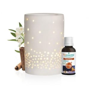 Puressentiel - Diffuseur à Chaleur Douce LUMINI - 1 Huile de diffusion cocooning 10 ML Offerte - Coffret Cadeau Noël - Aromathérapie (Hiperfarma, neuf)