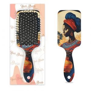 Myfsucce Brosse &agrave; cheveux pour femme - Coussin Massage Brosse D&eacute;m&ecirc;lante avec Motif Ethnique Afrique Femme - Brosse &agrave; cheveux lissante antistatique pour cheveux mouill&eacute;s/secs (Myfsucce, neuf)