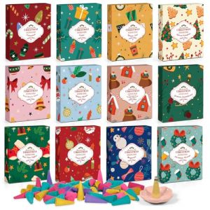 SCENTORINI C&ocirc;nes d'Encens Calendrier de l'Avent 2025, 96 Encens Cone avec Porte, 12 Parfum&eacute;s d'Hiver Ar&ocirc;mes Naturels, D&eacute;coration de Maison et Pi&egrave;ce, Emballage de Bo&icirc;te Cadeau de No&euml;l (SCENTORINI, neuf)