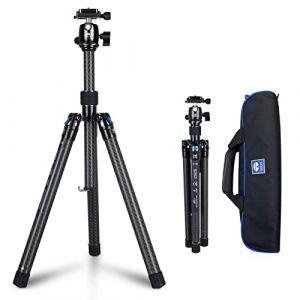 SIRUI Trépied en Fibre de Carbone avec Rotule Panoramique B-00K, 59.8'' Trépied de Voyage Compact, Jambes Pliables à l'envers à Déclenchement Rapide, Colonne Centrale Réversible, Charge Max 22lbs. (SIRUI Optical, neuf)