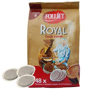 CAF&Eacute;S FOLLIET - Caf&eacute; En Dosette - Royal Cors&eacute; - Compatible Senseo - Torr&eacute;faction traditionnelle - Intensit&eacute; 8/10 - M&eacute;lange Robusta & Arabica - Caf&eacute;vert - 48 Dosettes (Caf&eacute;s Folliet, neuf)