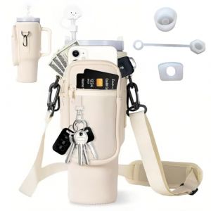 Sac Porte-bouteille pour Stanley Cup 40oz, Stanley Cup Sacoche Accessoires, avec Poche pour Téléphone Portable, Couvercle pour soire Bureau pour Câbles de Chargeur/Souris/Écouteur (XUX YING LTD, neuf)